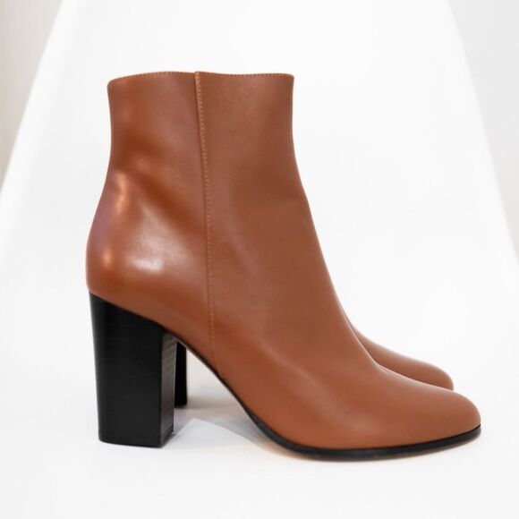NEW Maje Flixy Cognac Block Heel Booties Brown Boots Size 39 NIB - Picture 7 of 10